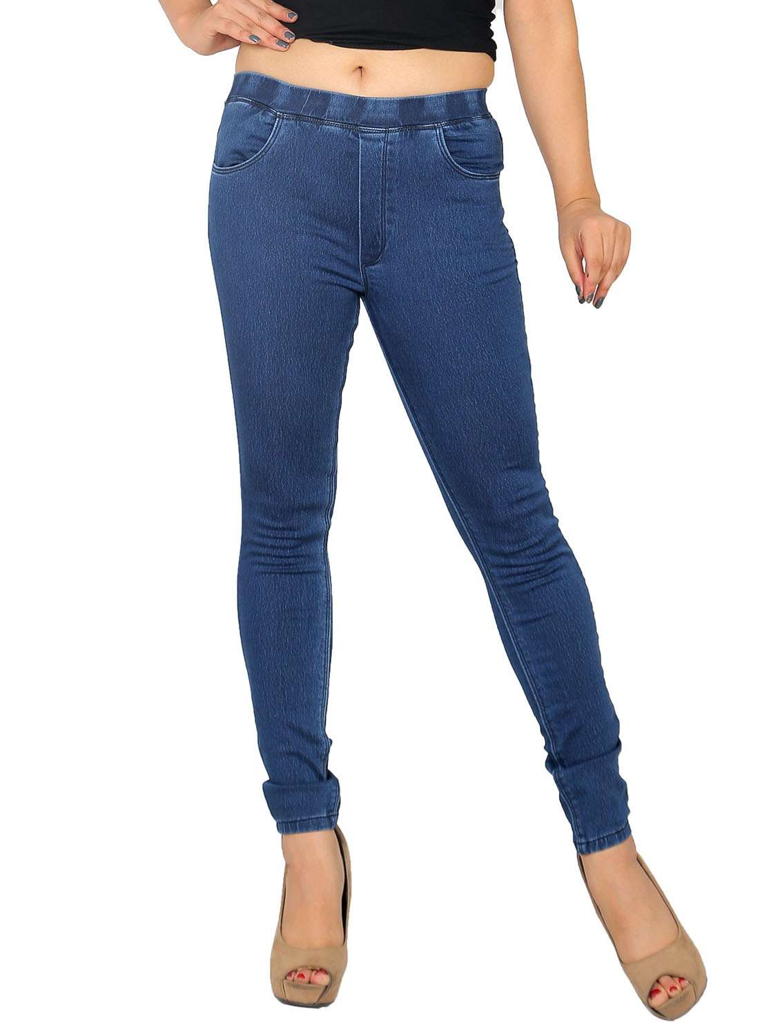 blue solids low rise jeggings