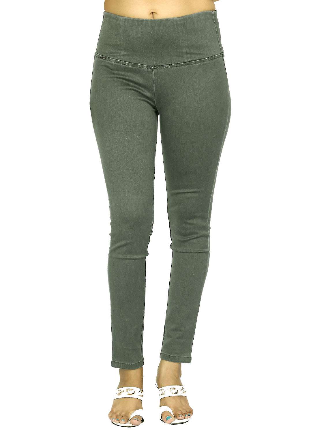 green solid mid rise ankle length jegging - 20166550 - Zoom Image - 0