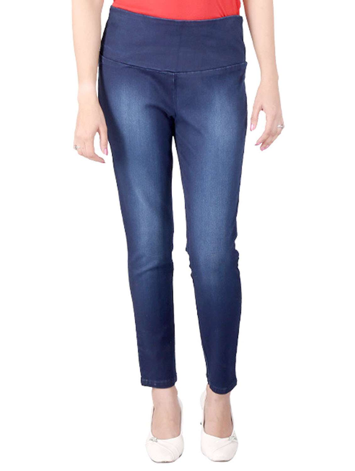 blue solids mid rise jeggings