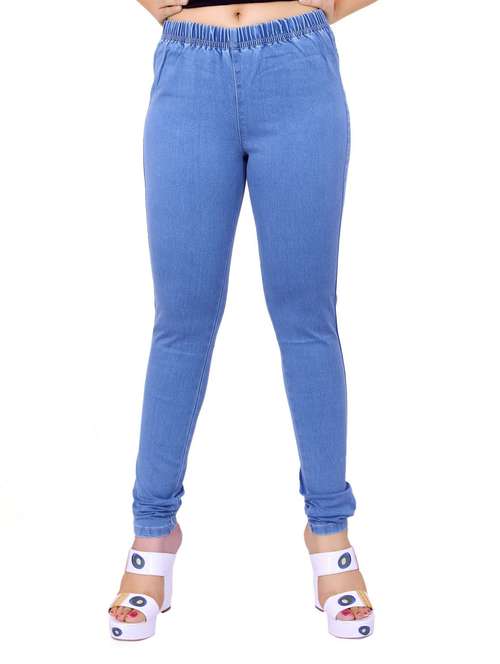 blue solids mid rise jeggings - 20166569 -  Standard Image - 0