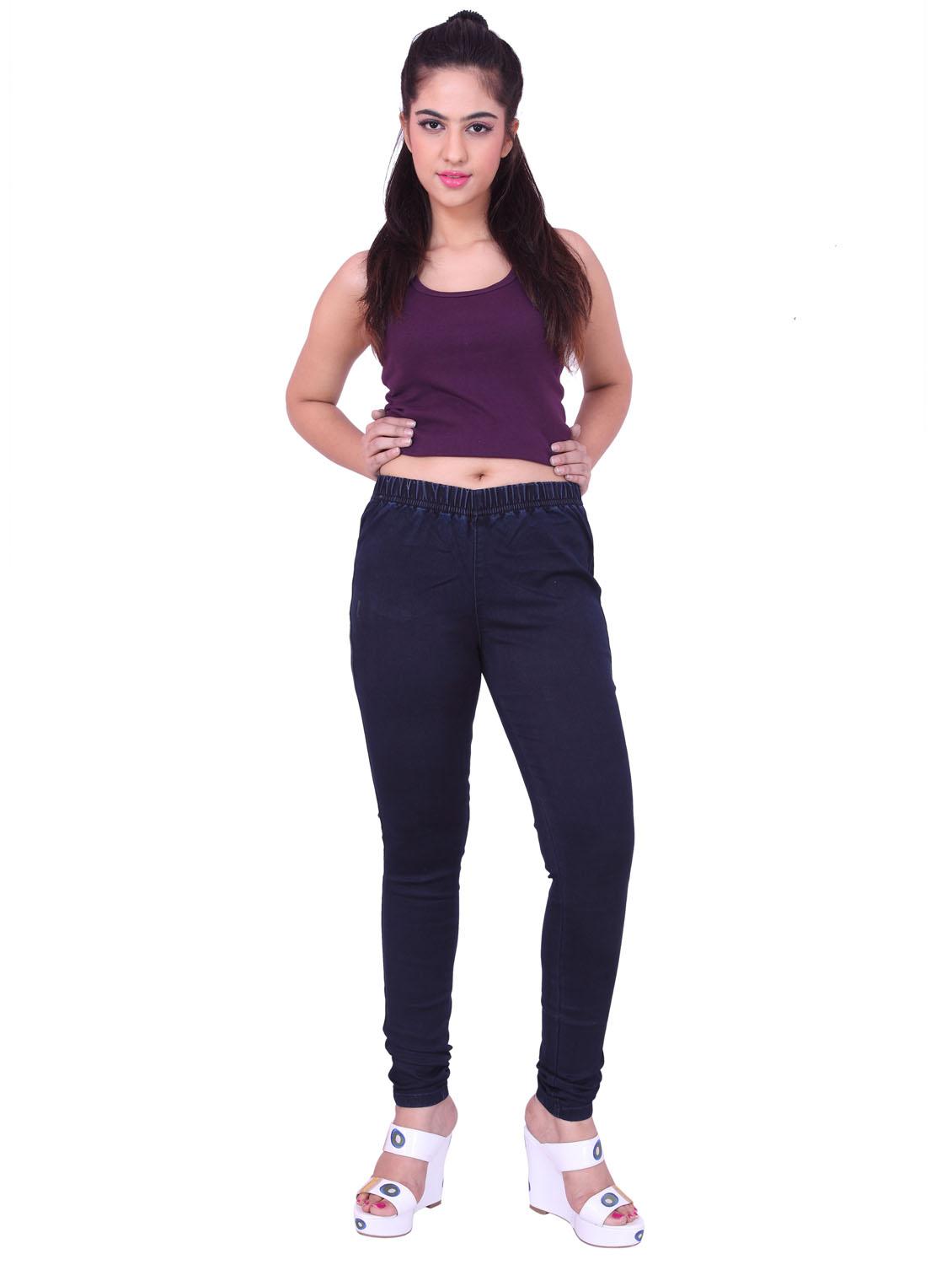 dark blue solid mid rise full length jegging - 20166577 - Standard Image - 3