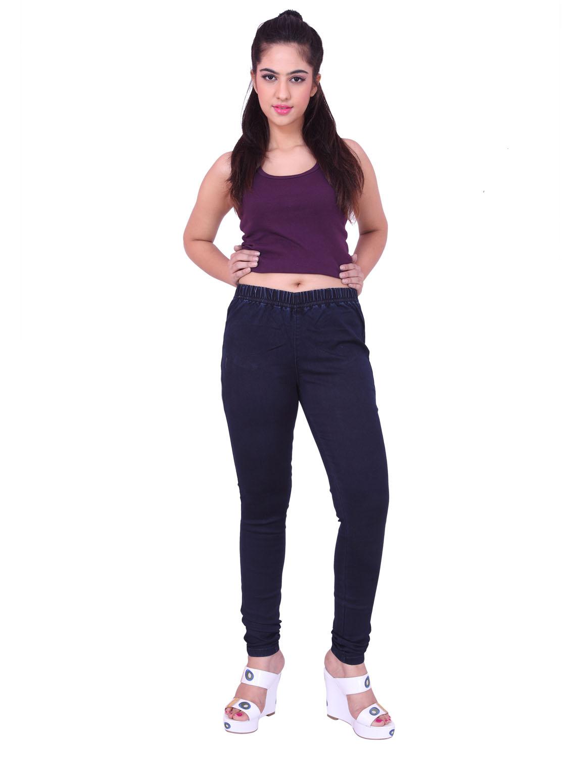 dark blue solid mid rise full length jegging - 20166578 - Standard Image - 3