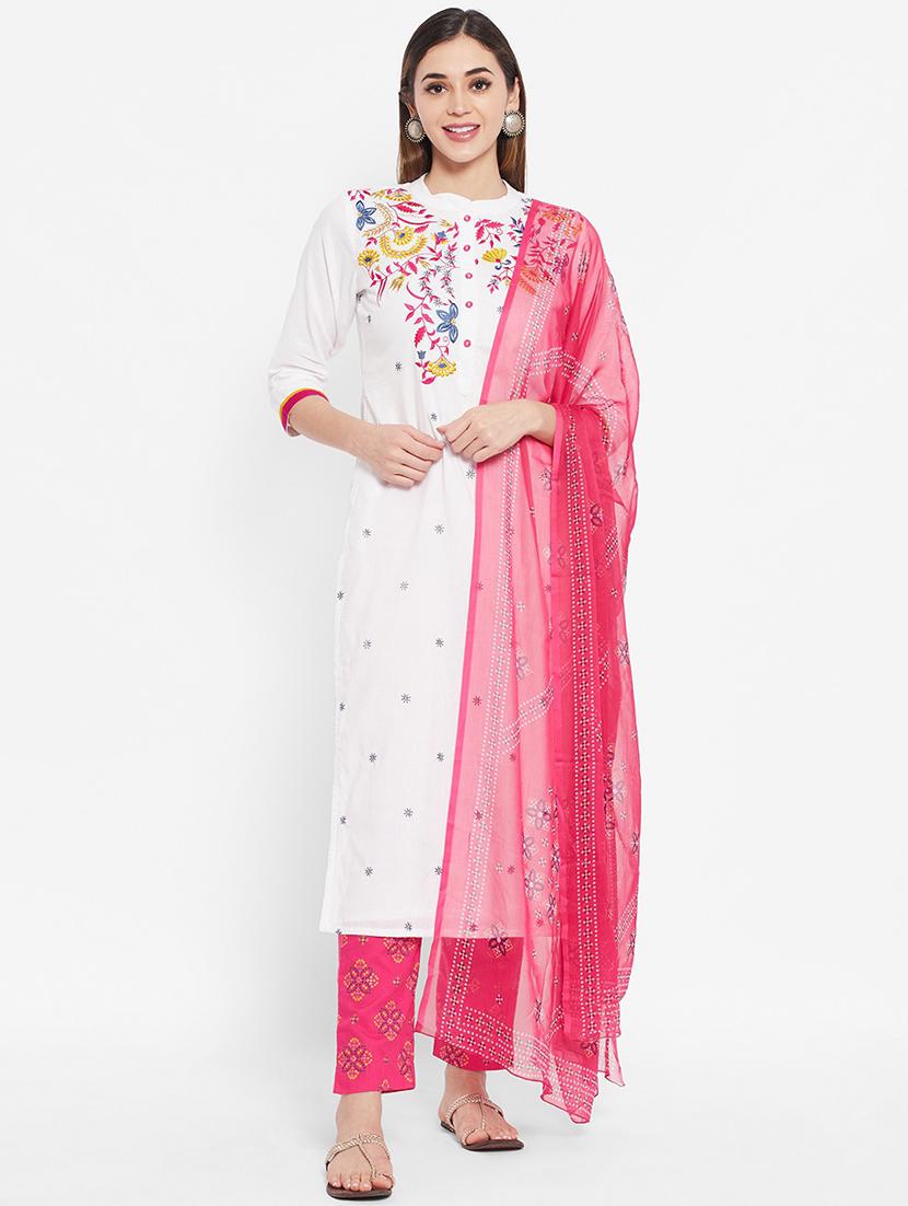 embroidered kurta pant set with dupatta - 20166987 - Zoom Image - 0