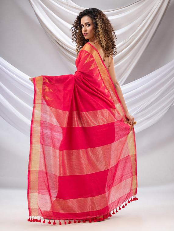 pink cotton saree with blouse - 20167083 - Standard Image - 3