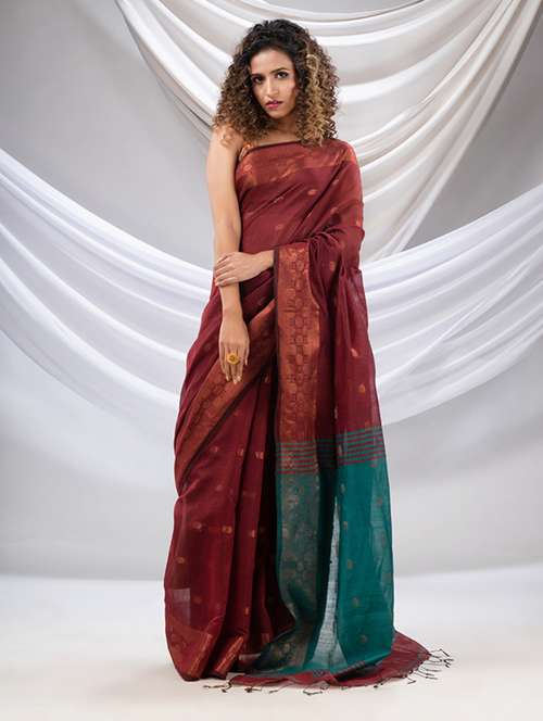 women's self design maroon colored saree with blouse - 20167184 -  Standard Image - 0