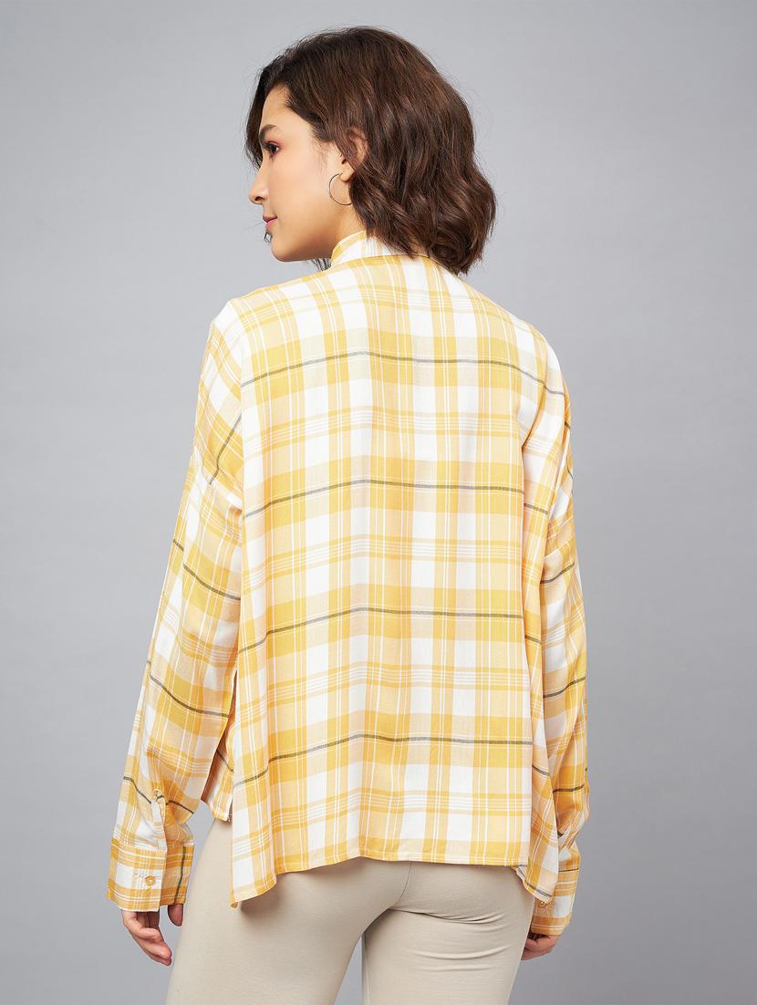 yellow & white checkered boxy fit shirt - 20167246 - Standard Image - 3