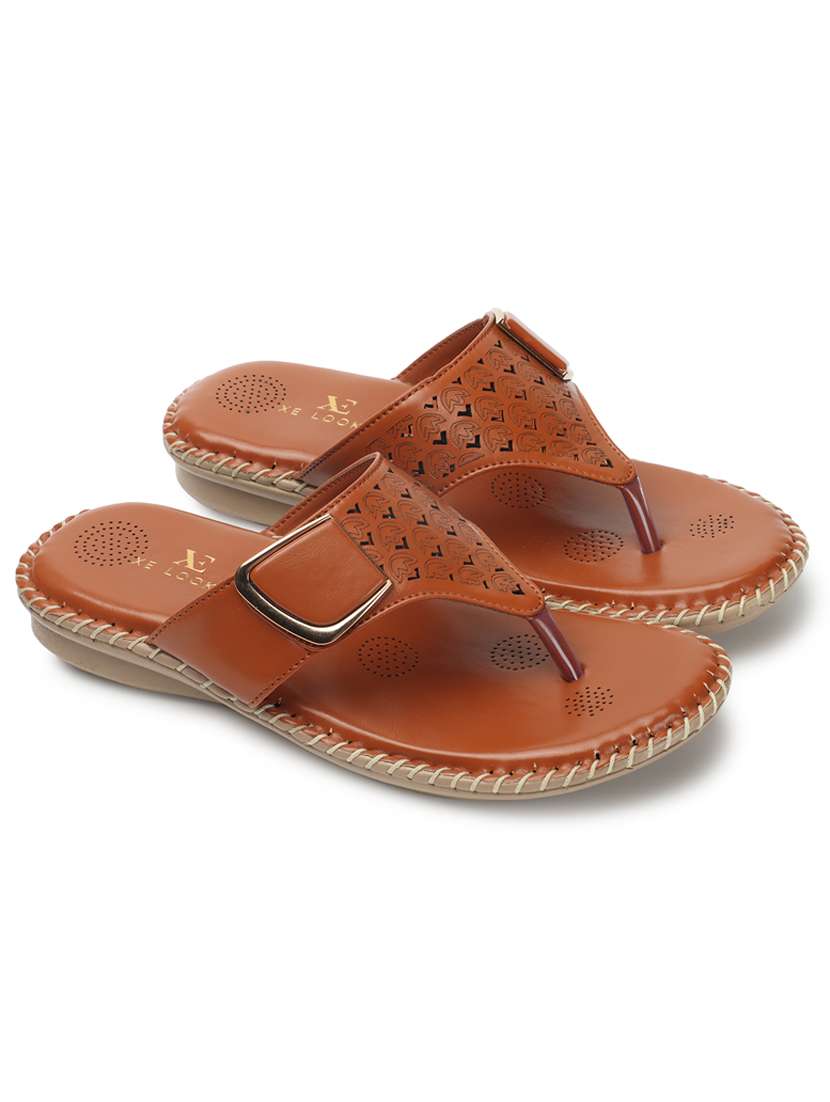 tan toe separator slip on sandal - 20167253 -  Standard Image - 3