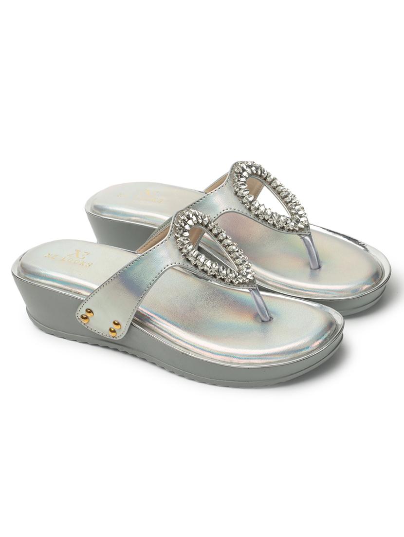 silver toe separator slip on sandal - 20167261 - Standard Image - 3