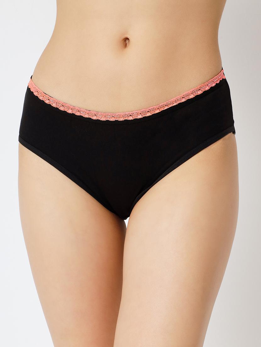 black cotton blend hipster panty - 20167377 -  Zoom Image - 0