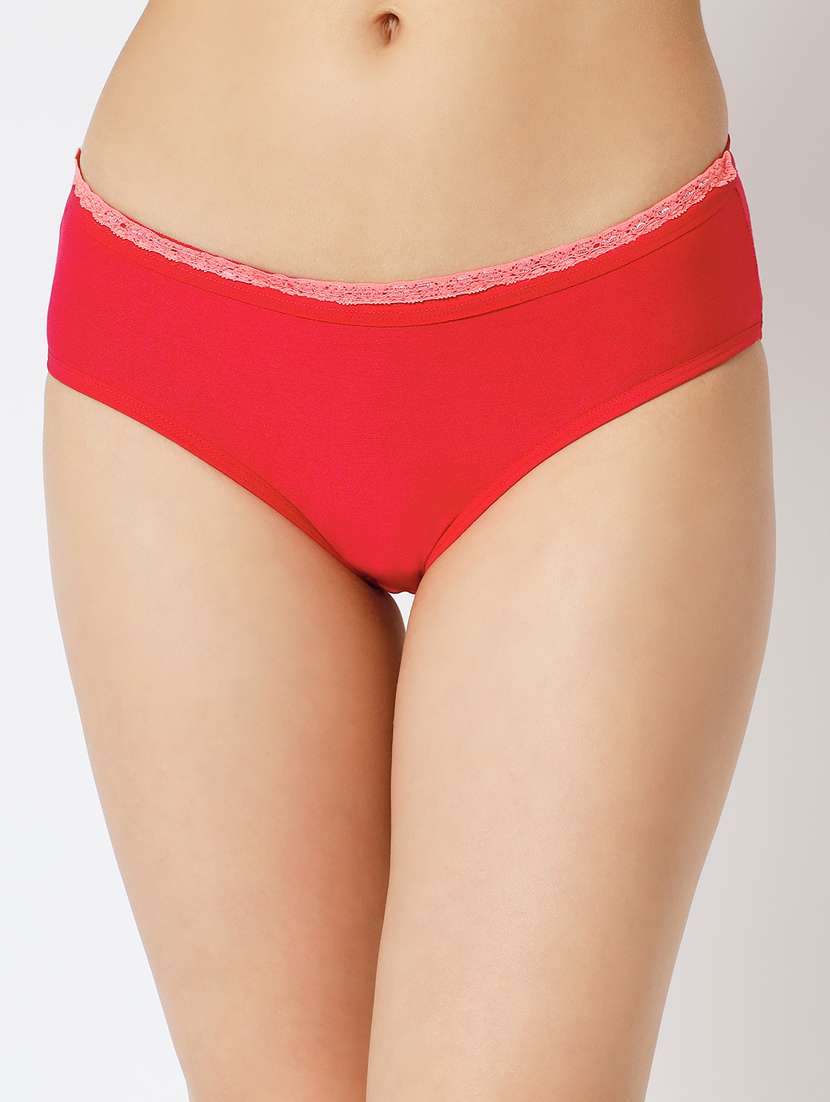 pink cotton blend hipster panty