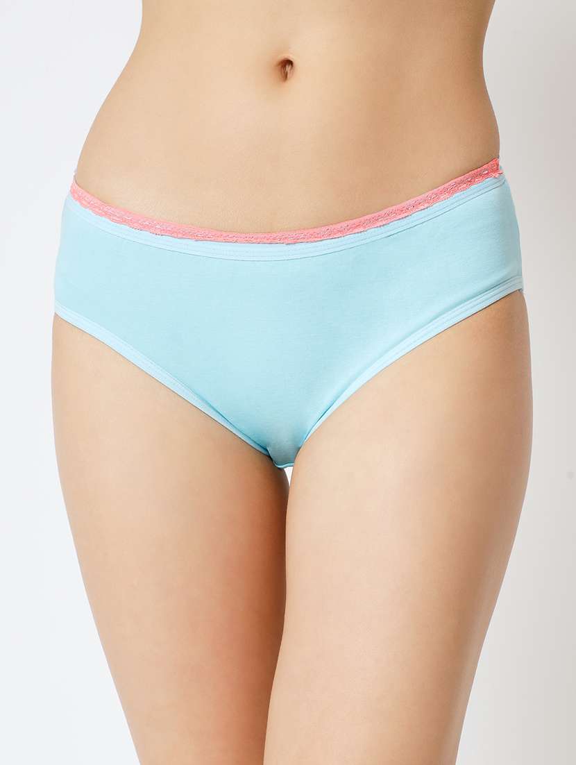 blue cotton blend hipster panty