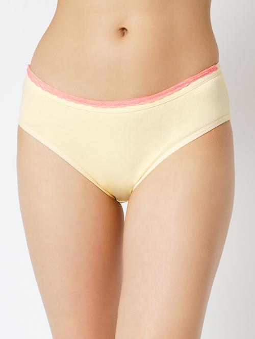 yellow solid mid rise hipster panty - 20167381 -  Standard Image - 0