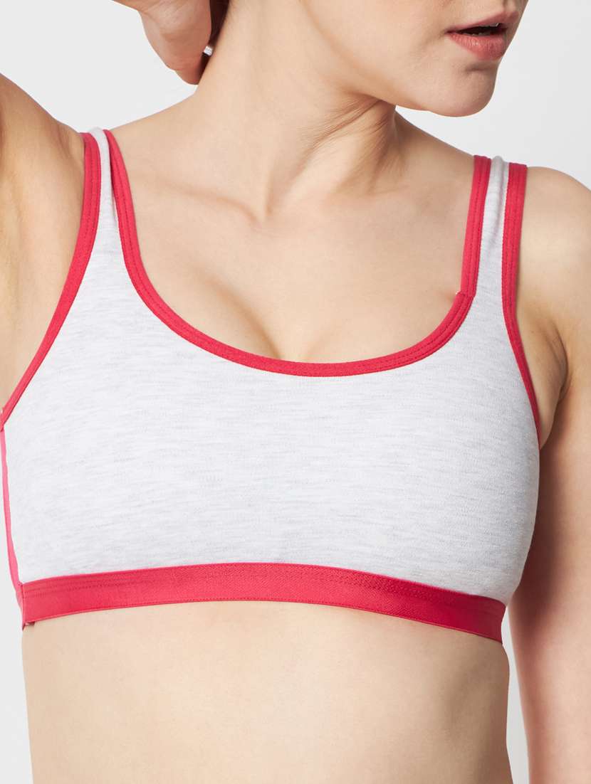 grey & red solid full coverage sports bra - 20167386 -  Standard Image - 5