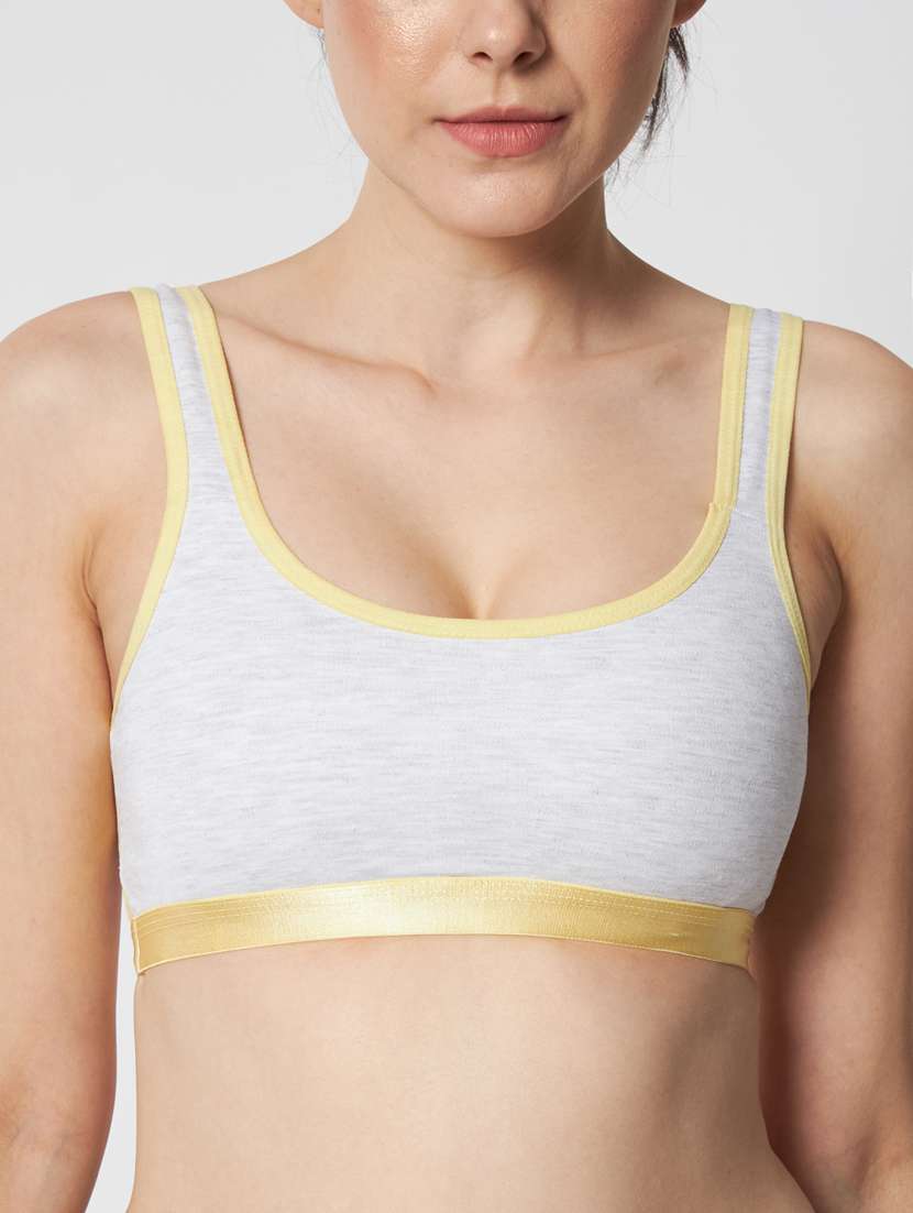 grey & yellow solid full coverage sports bra - 20167389 -  Standard Image - 5