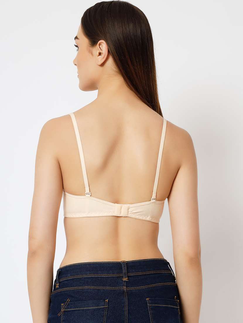 beige solid full coverage lightly padded t-shirt bra - 20167396 -  Standard Image - 3