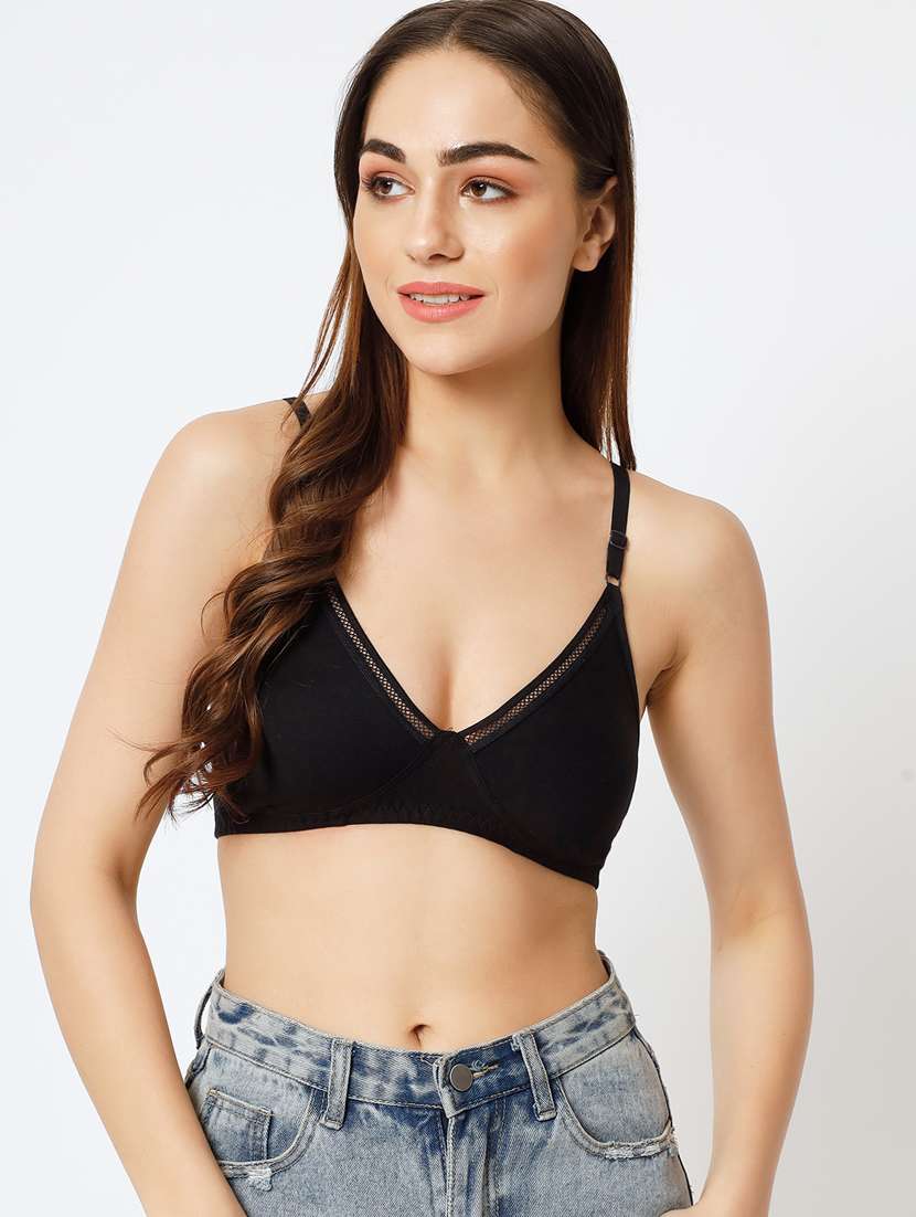 black cotton tshirt bra