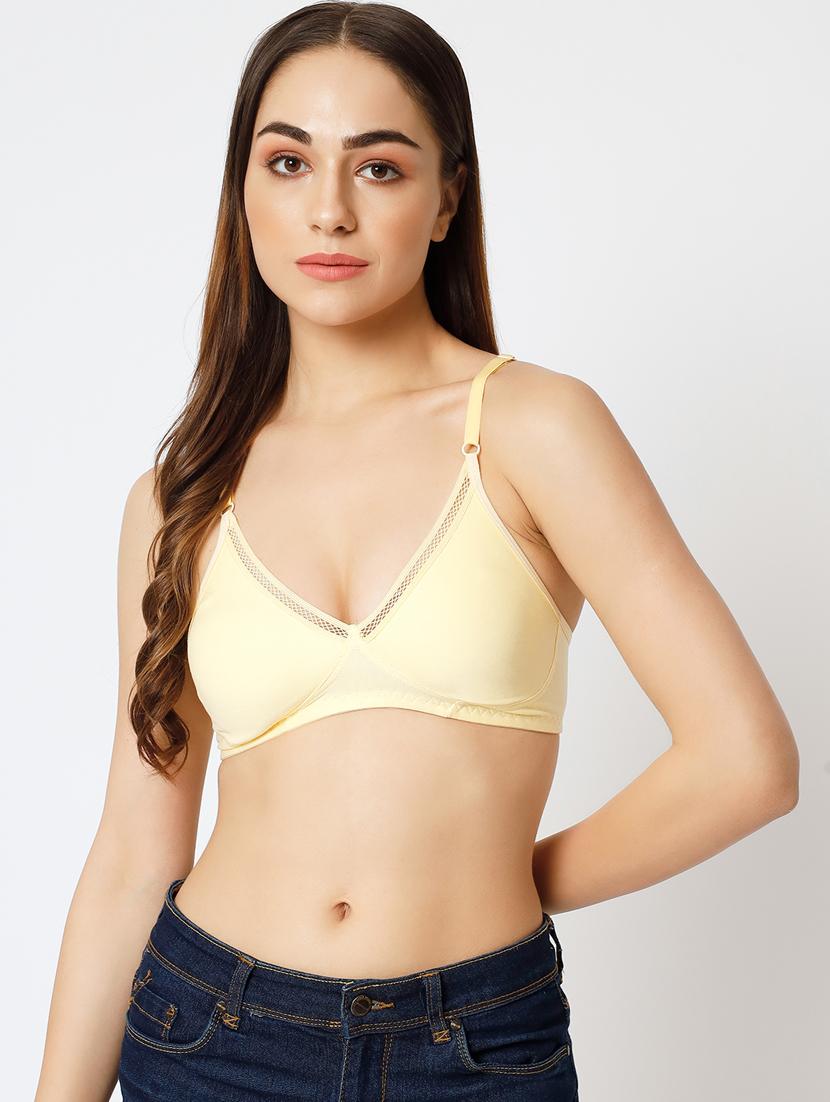 yellow solid full coverage non padded t-shirt bra - 20167400 - Zoom Image - 0