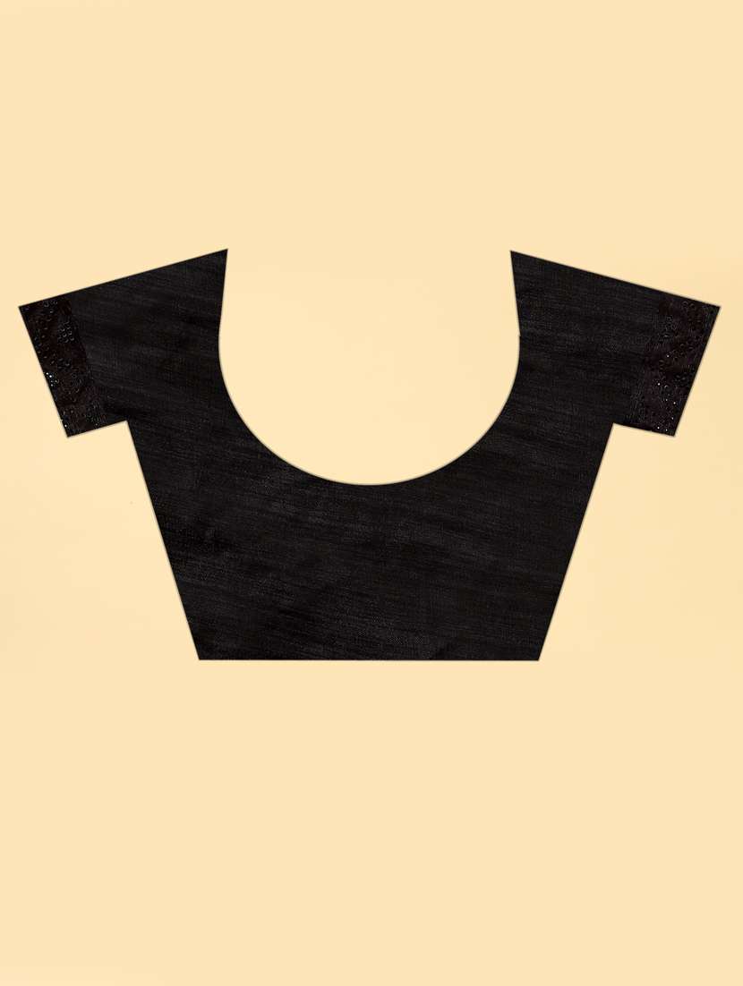 black shimmer satin brasso stone work saree with blouse - 20167409 -  Standard Image - 3