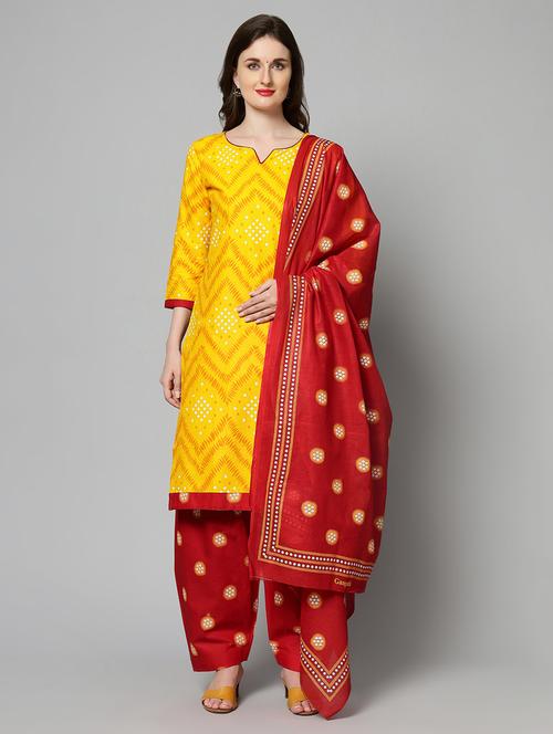 women yellow unstitched patiyala suits - 20167516 - Standard Image - 0