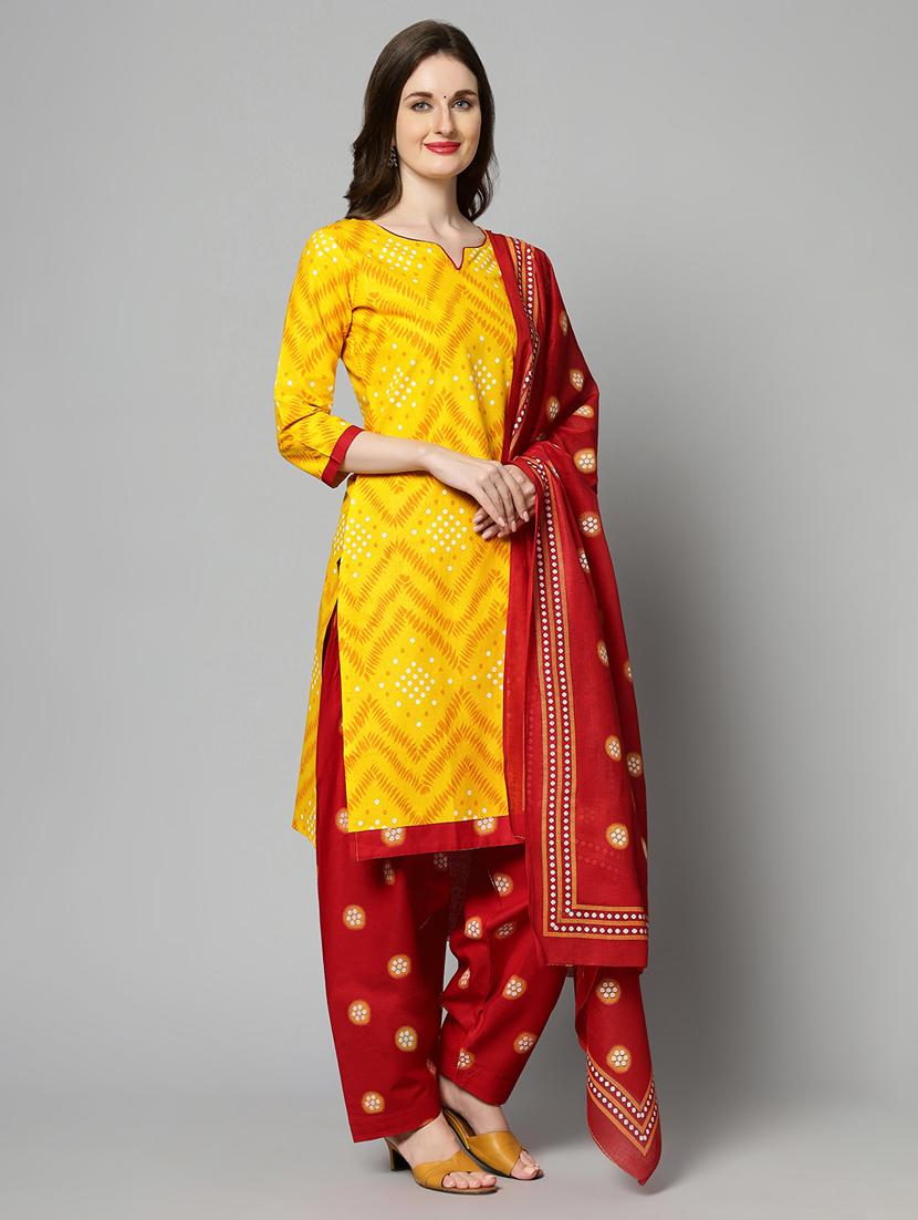 women yellow unstitched patiyala suits - 20167516 - Standard Image - 3