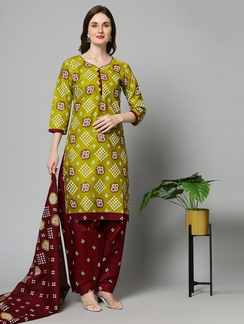 women green unstitched patiyala suits - 20167517 -  Standard Image - 0