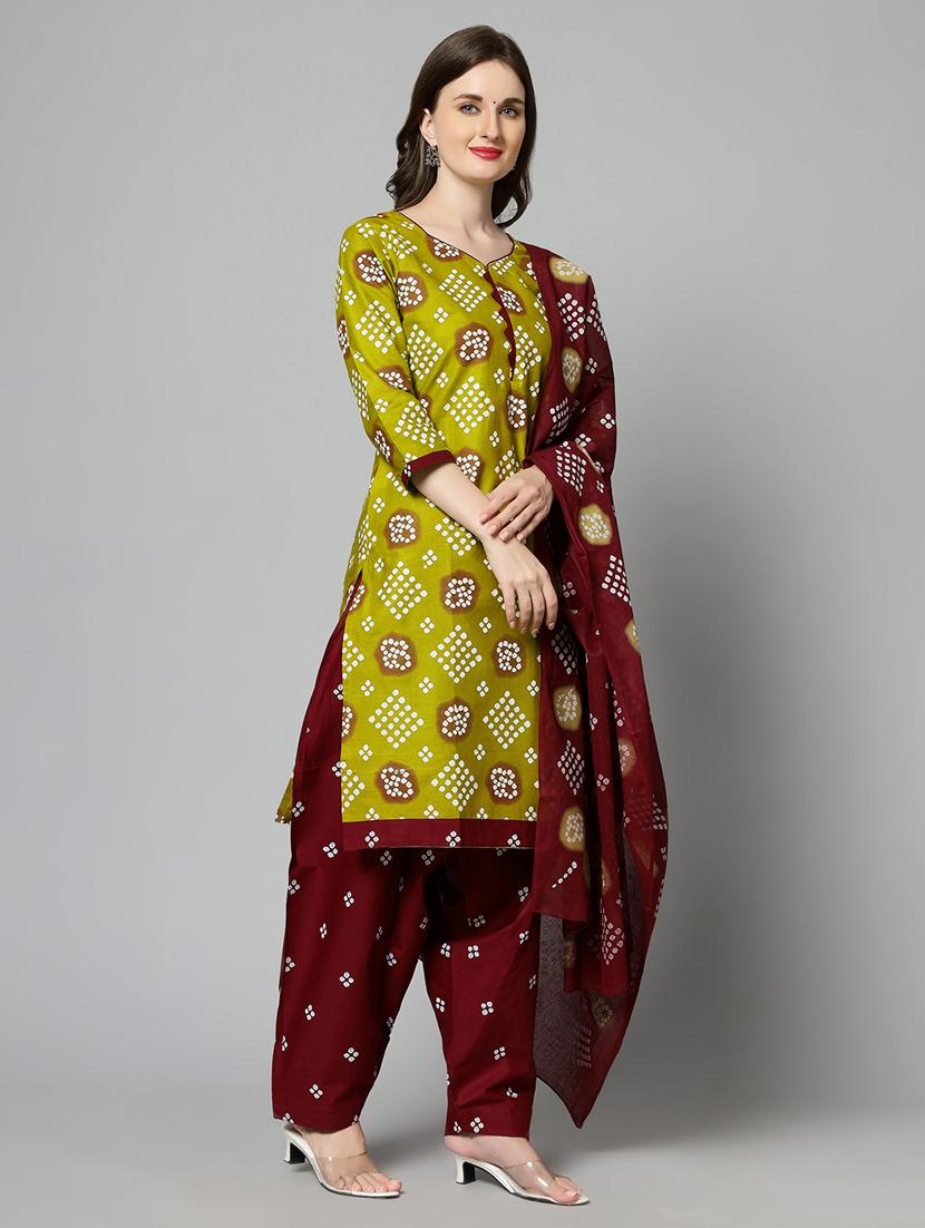 women green unstitched patiyala suits - 20167517 - Standard Image - 3
