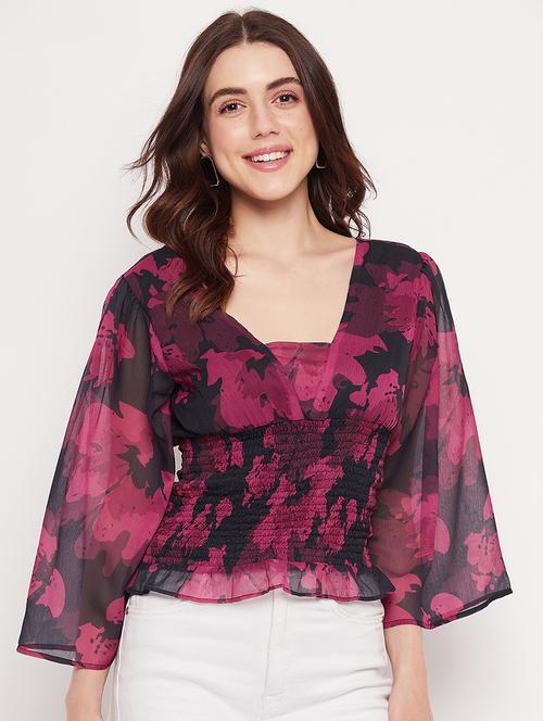 women's blouson v neck top - 20168957 - Standard Image - 0