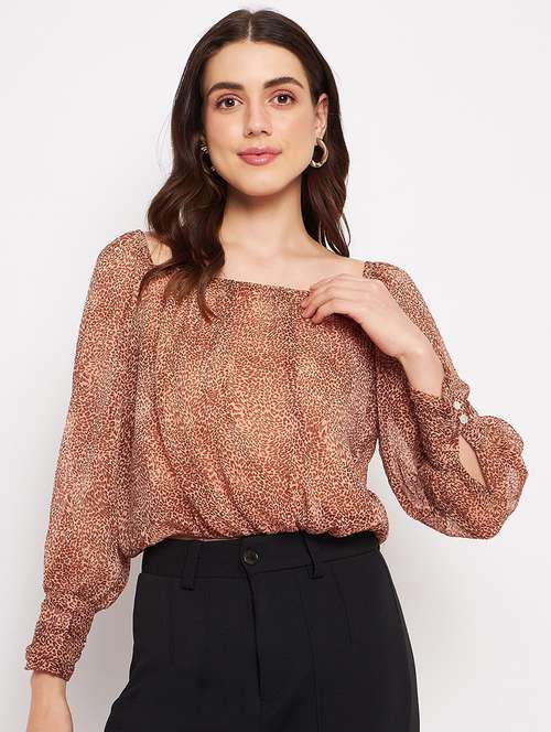 women's blouson square neck top - 20168960 -  Standard Image - 0