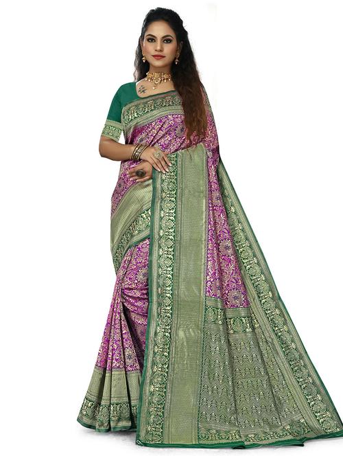 self design banarasi saree with blouse - 20169122 -  Standard Image - 0