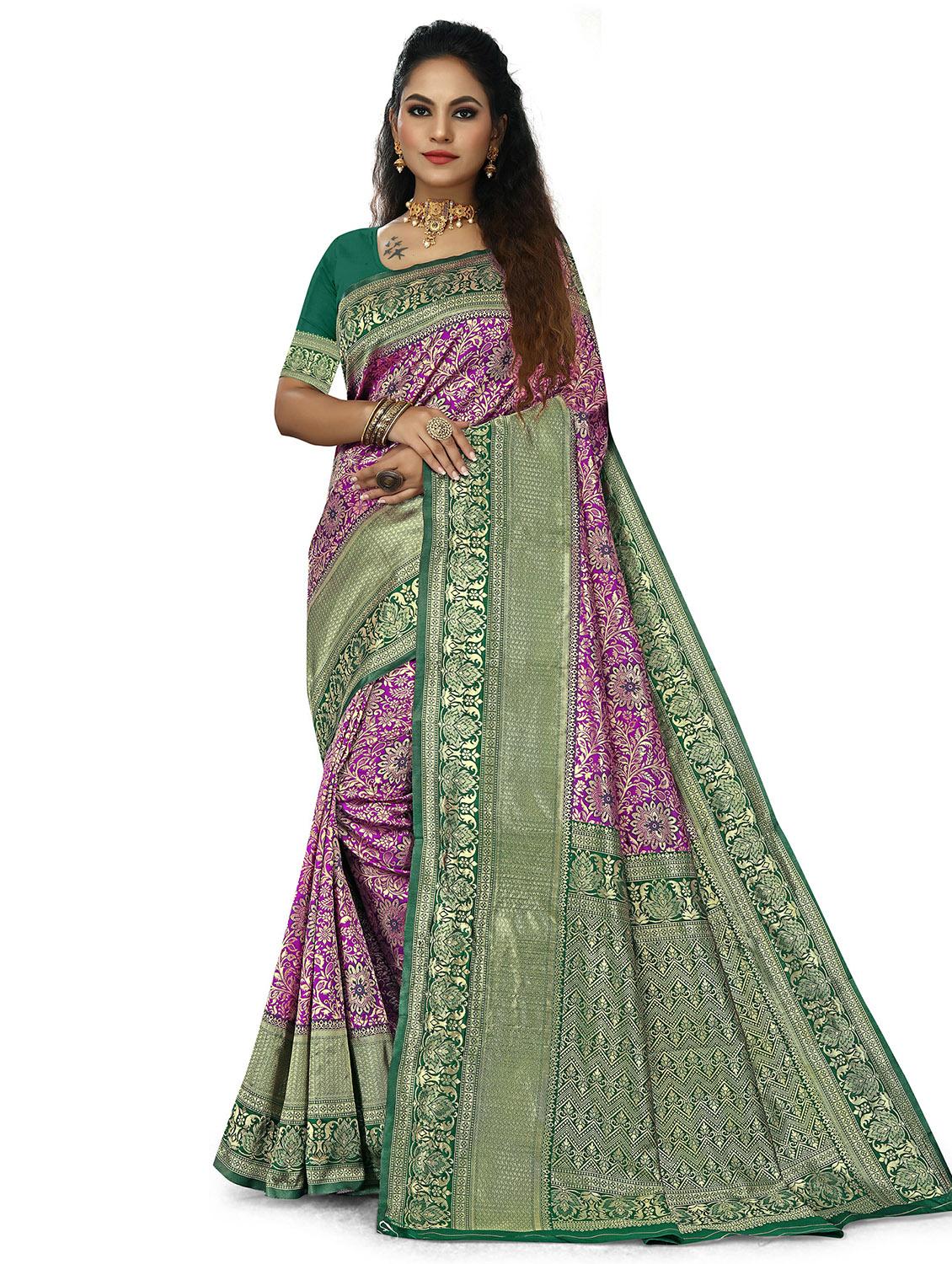 self design banarasi saree with blouse - 20169122 -  Zoom Image - 0
