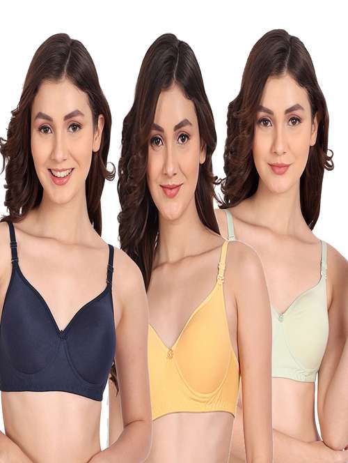 pack of 3 solid multi coloredn regular bra - 20170946 -  Standard Image - 0