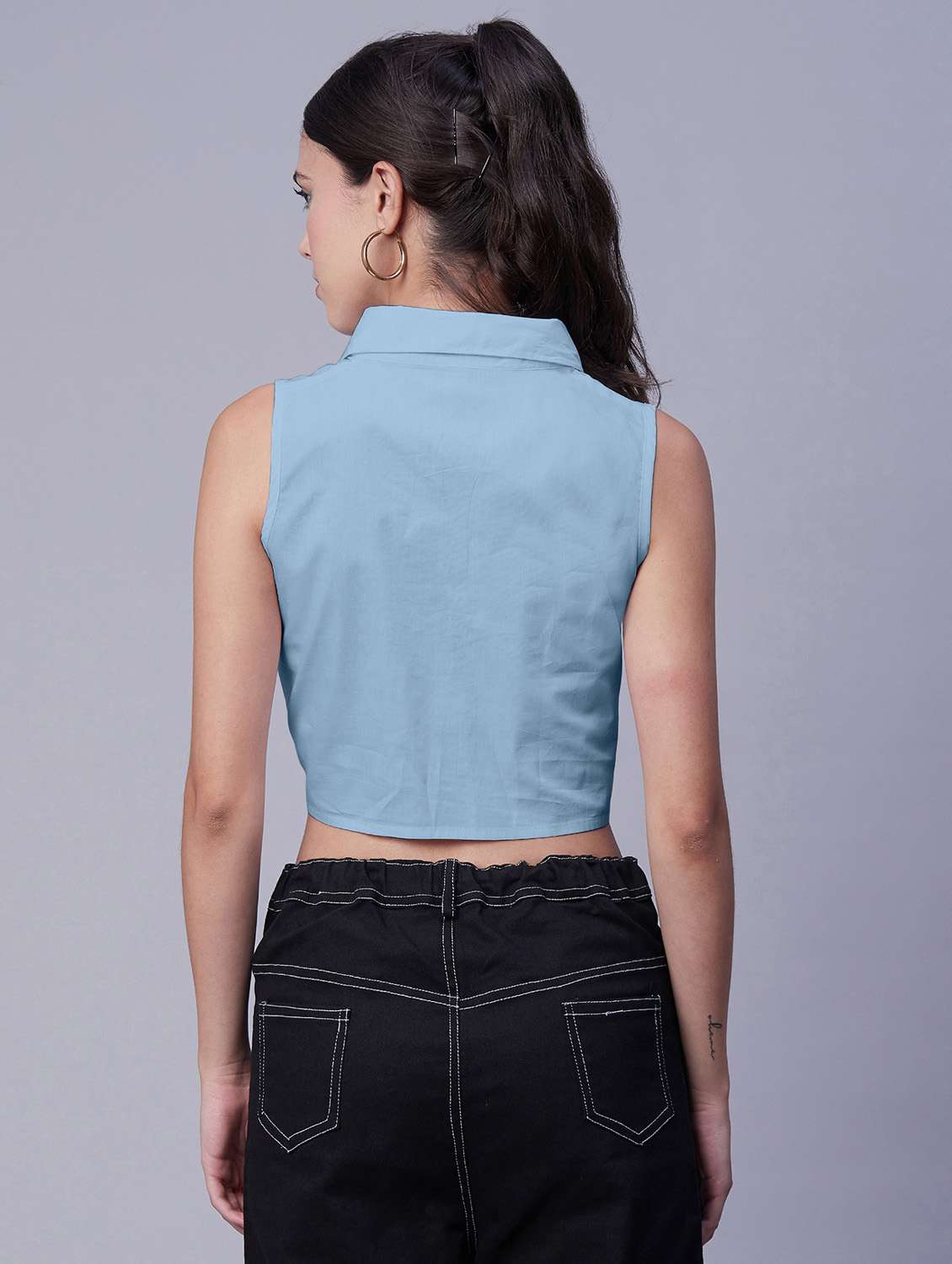 women's crop collared top - 20171131 -  Standard Image - 3