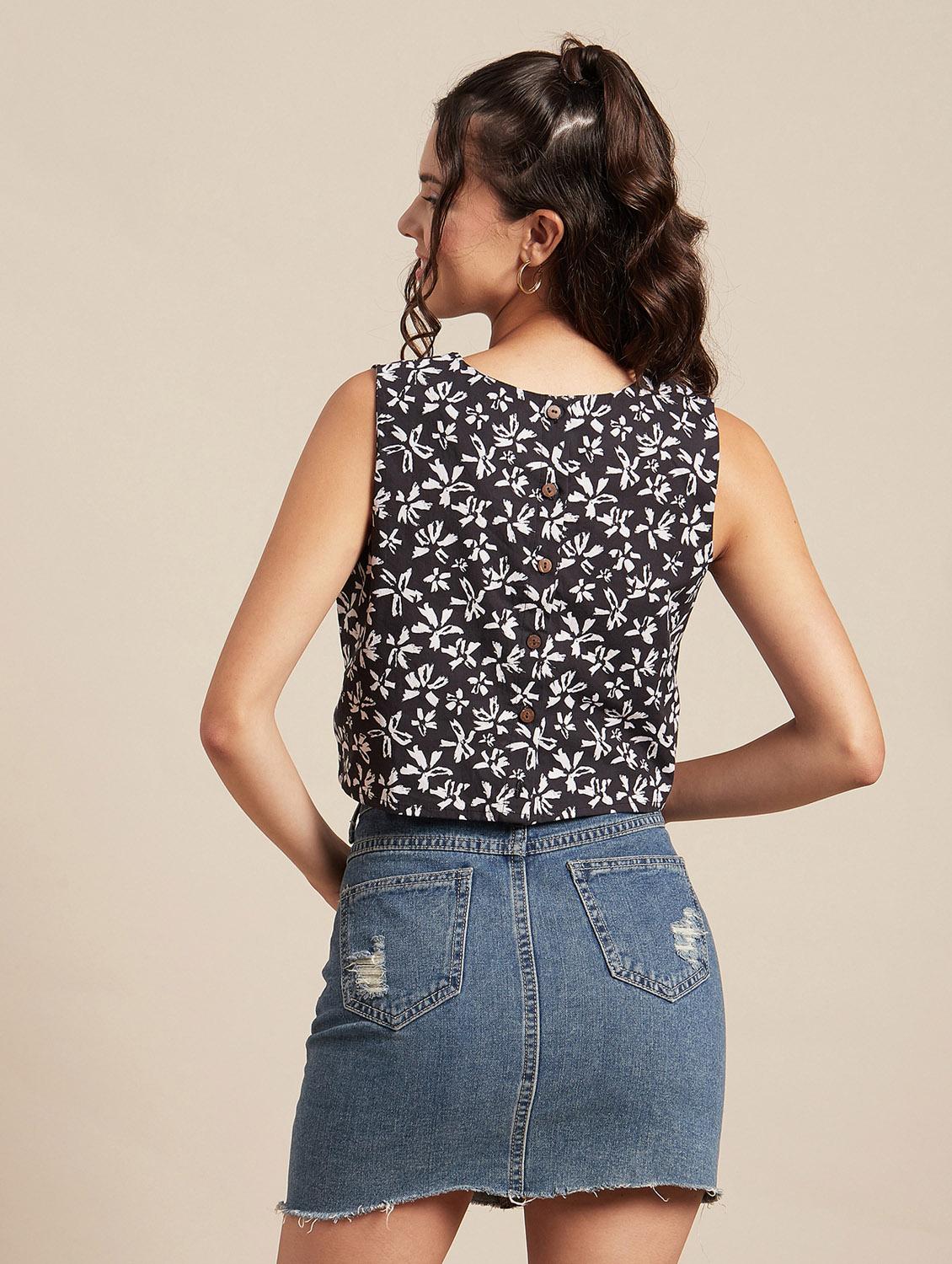 women's crop round neck top - 20171135 - Standard Image - 3