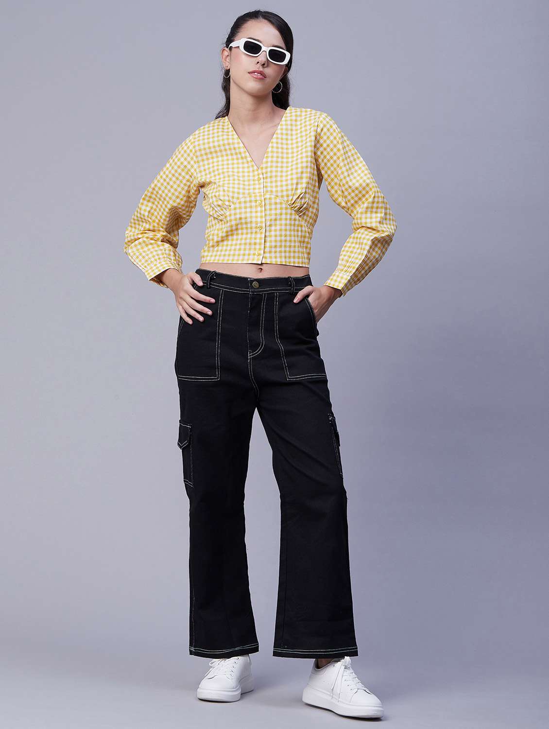 women's blouson v neck top - 20171140 -  Standard Image - 3