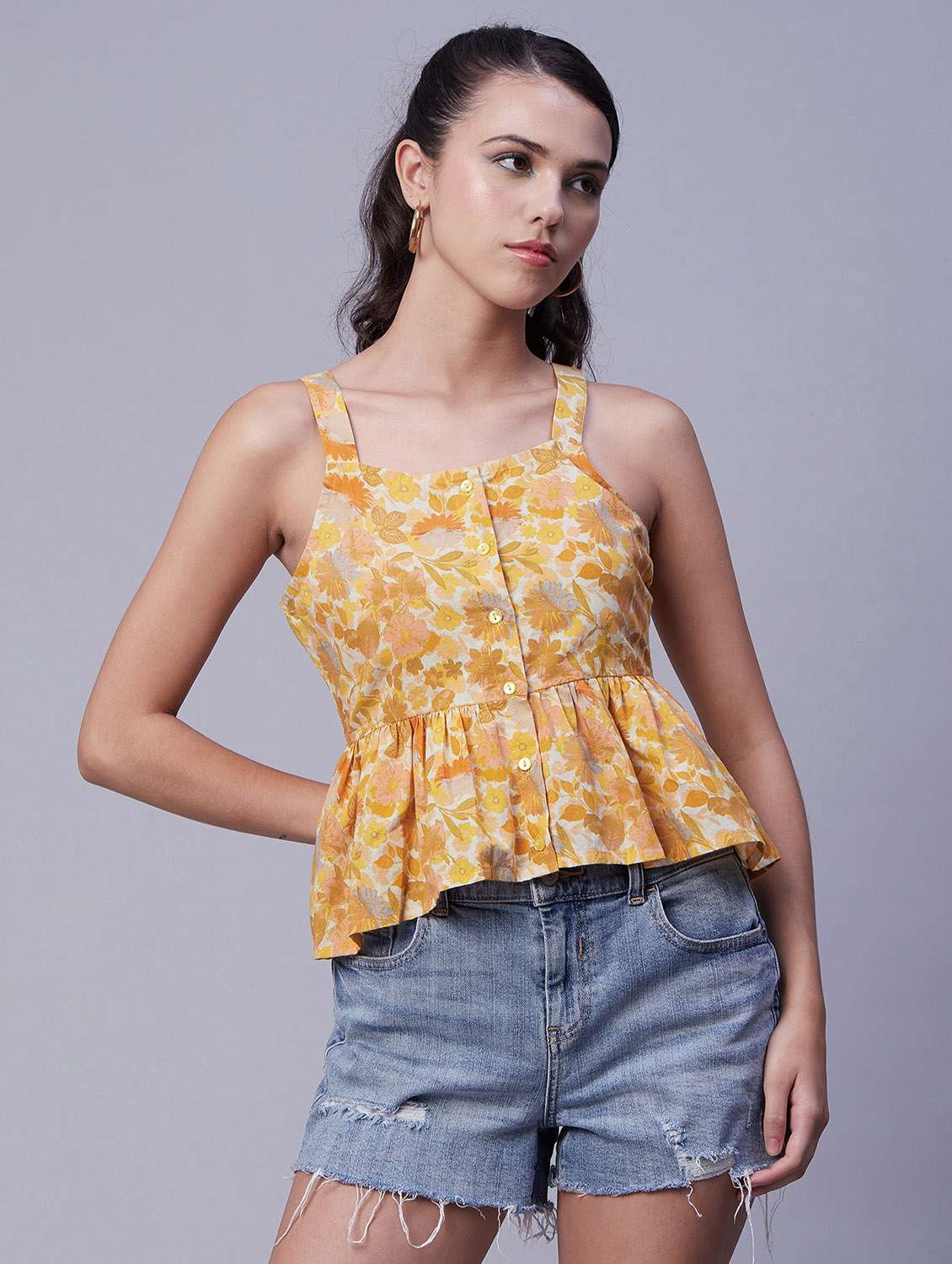women's peplum square neck top - 20171151 - Zoom Image - 0