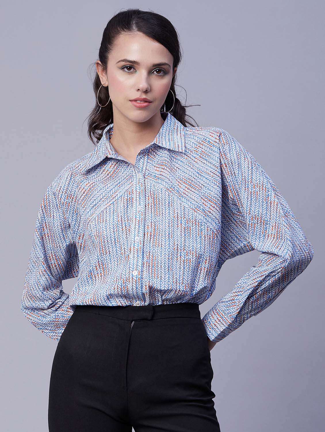 blue printed regular shirt