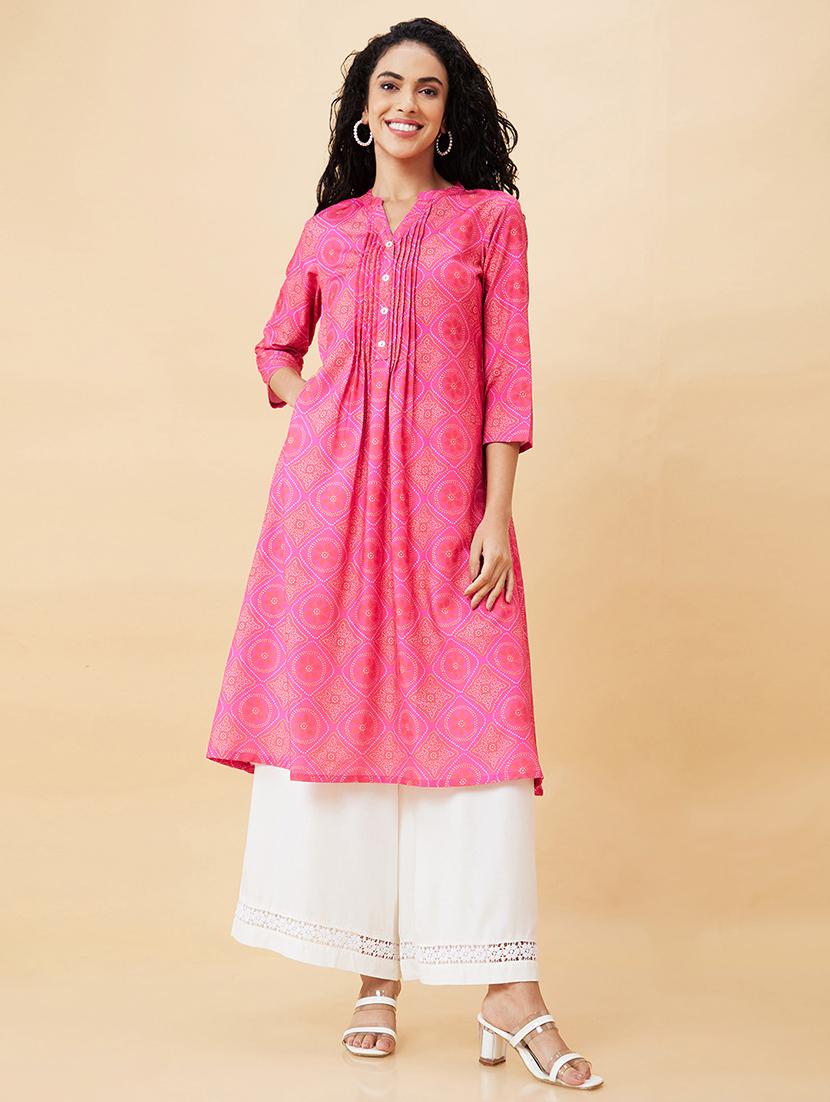 women pink polyester a-line kurta - 20171174 - Standard Image - 3
