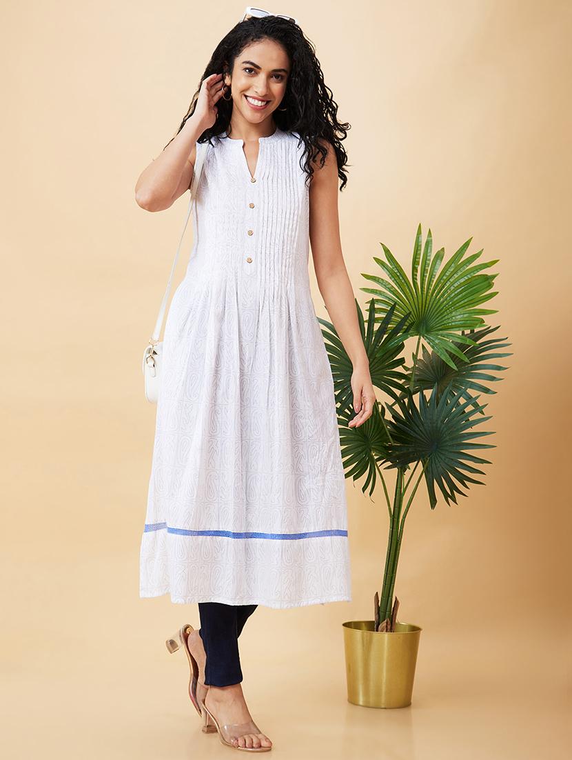 women white cotton a-line kurta - 20171177 - Standard Image - 3