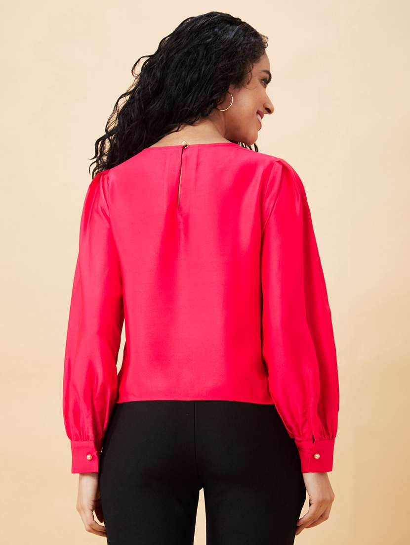 women pink polyester regular top - 20171189 -  Standard Image - 3