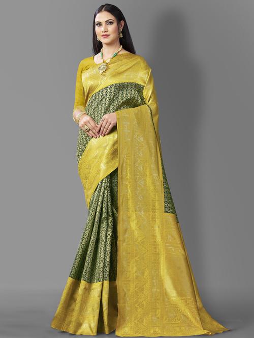 self design kanjivaram saree with blouse - 20171273 - Standard Image - 0