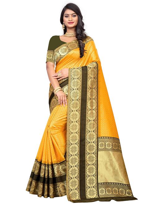 yellow assam silk saree with blouse - 20171324 - Standard Image - 0