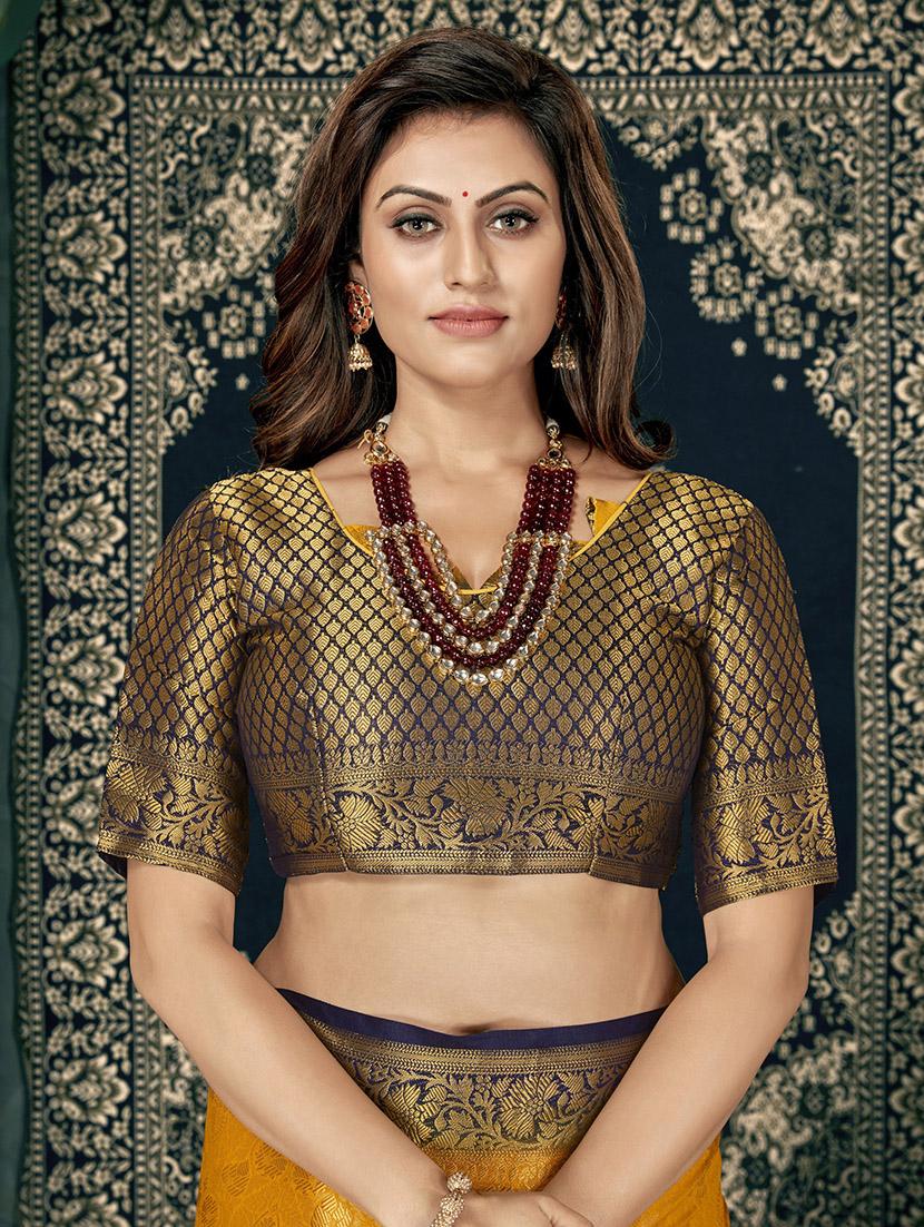 yellow kanjivaram saree - 20171349 - Standard Image - 3
