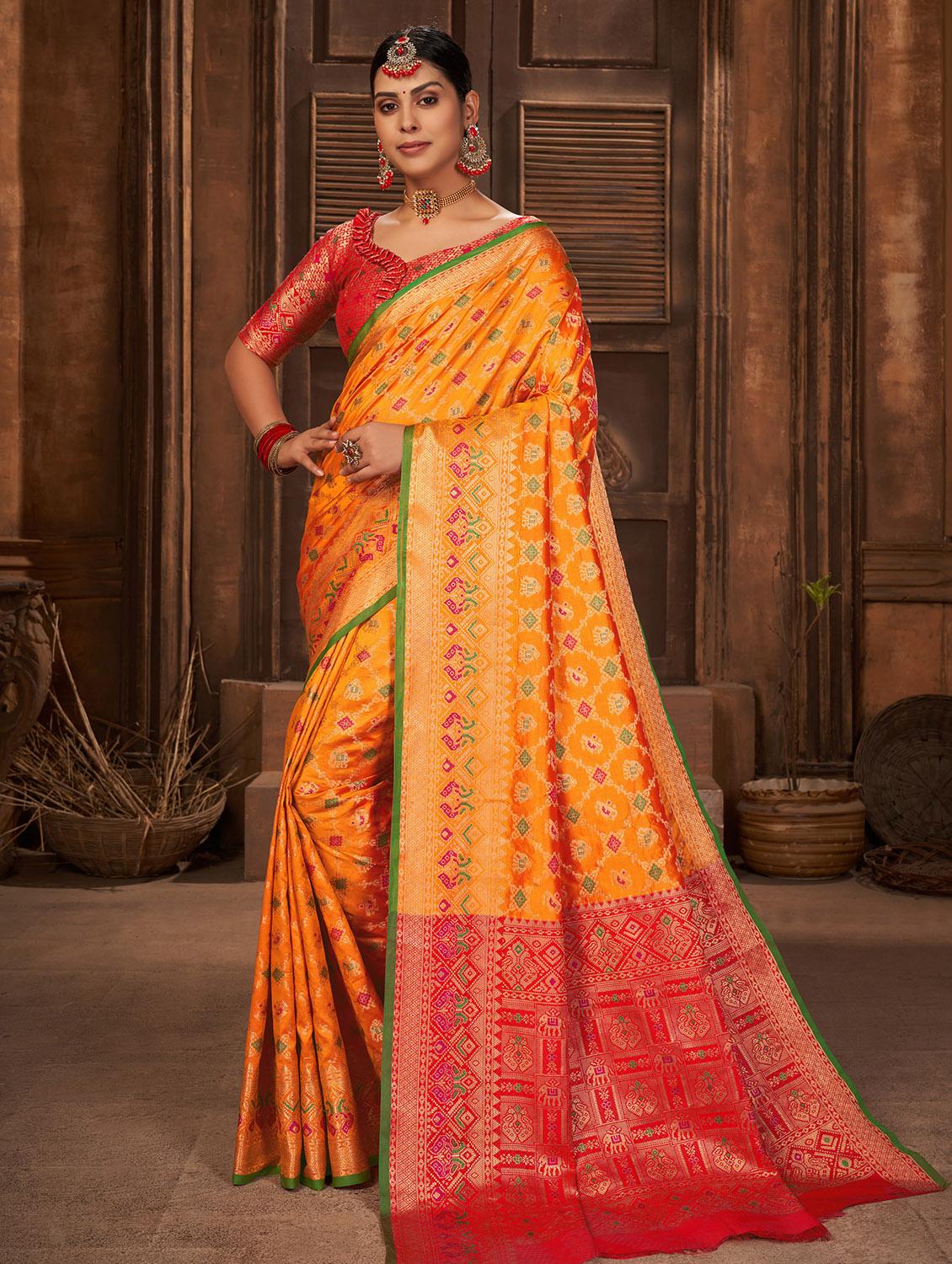 orange kanjivaram saree with blouse - 20171358 - Zoom Image - 0