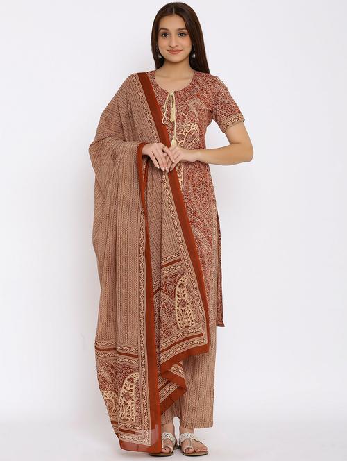 printed kurta palazzo set with dupatta - 20171406 -  Standard Image - 0