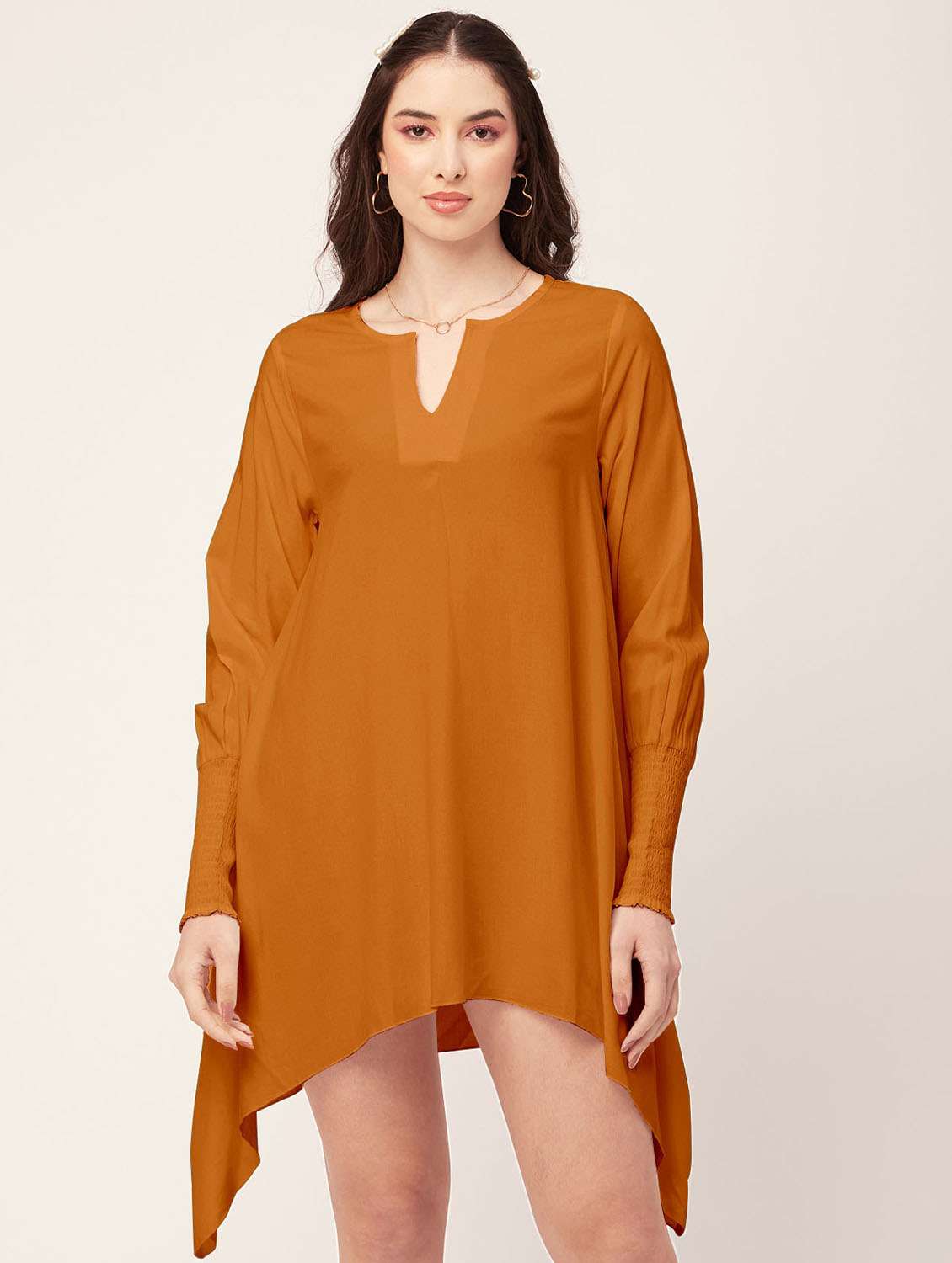 women's asymmetric solid dress