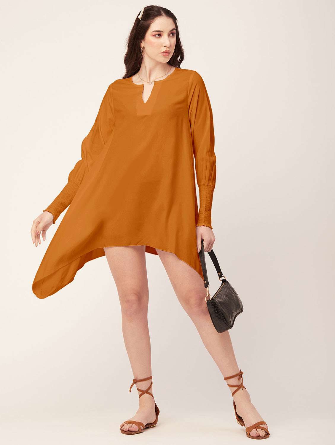 women's asymmetric solid dress - 20171724 -  Standard Image - 3