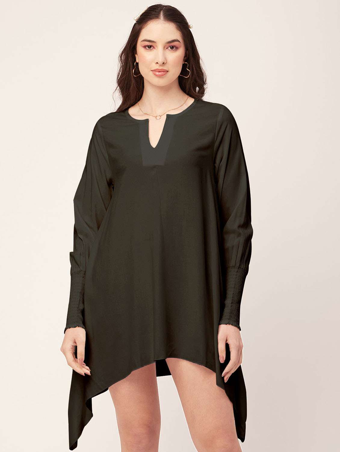 women's asymmetric solid dress
