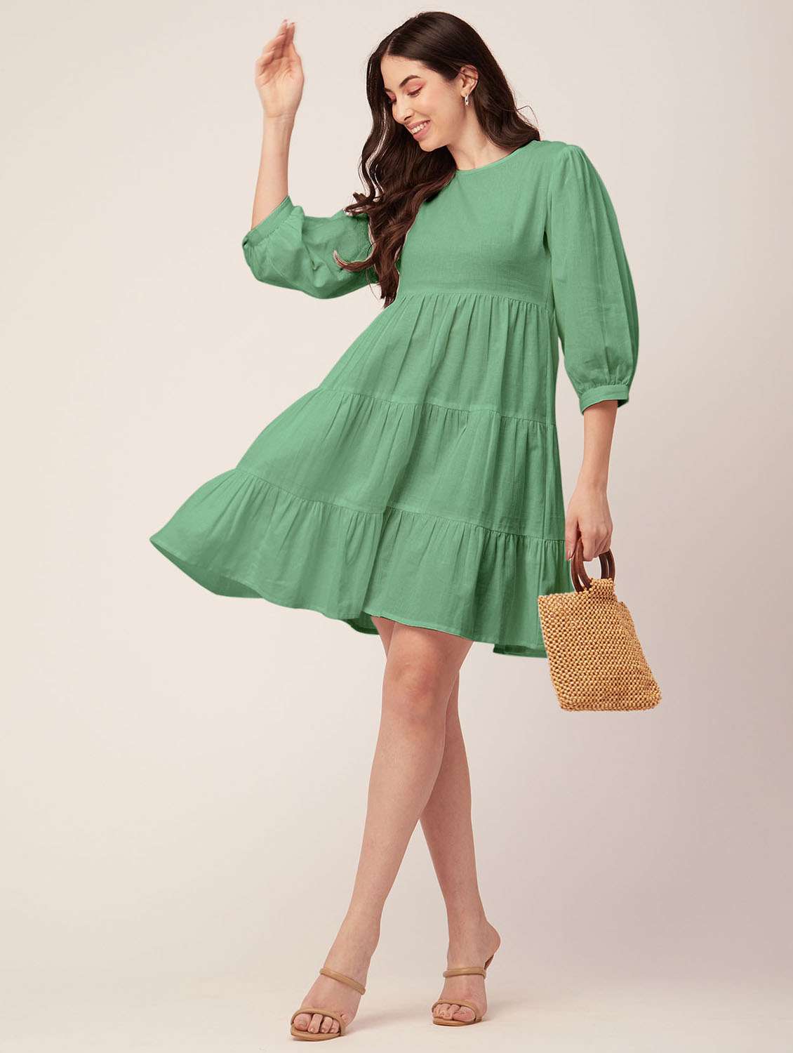 women's tiered dress solid dress - 20171729 -  Standard Image - 3