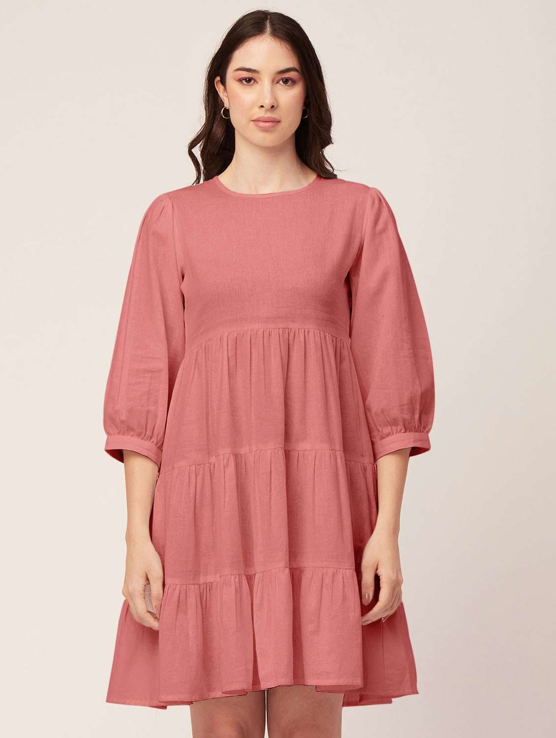 women's tiered dress solid dress