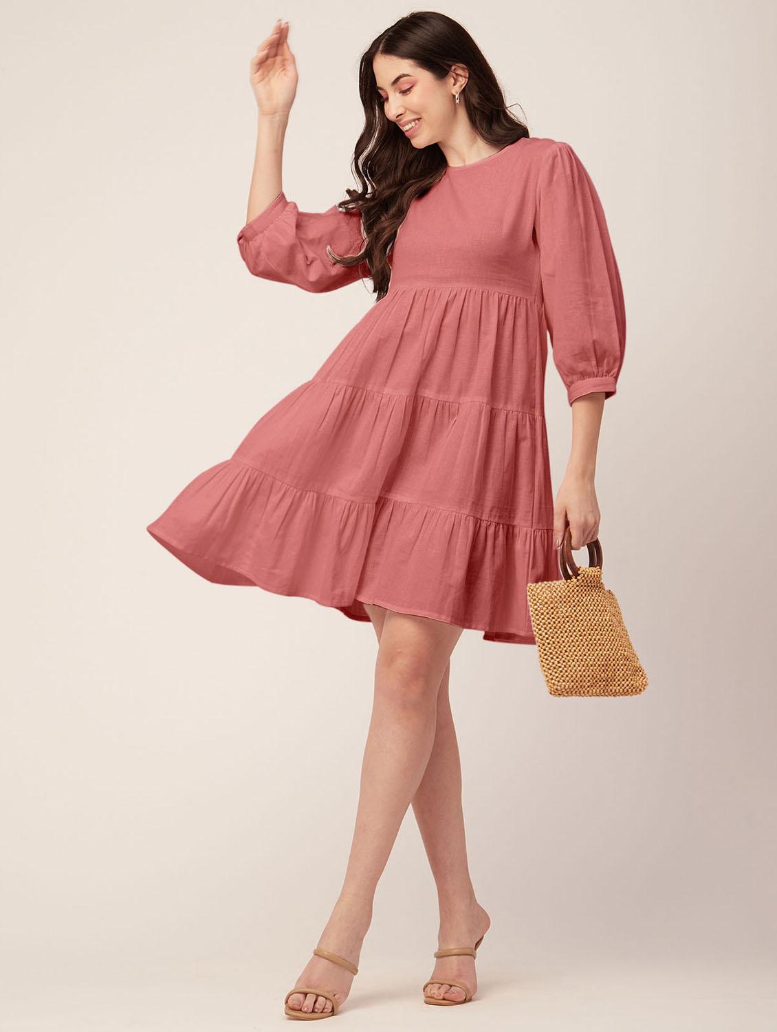 women's tiered dress solid dress - 20171730 - Standard Image - 3